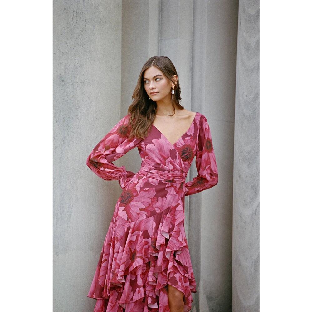 Hutch Kya Dress - Wine Floral Chiffon NWT SIZE S M L